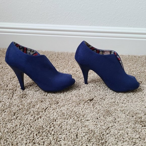 Blue Faux Suede Bootie 5 - Picture 3 of 7